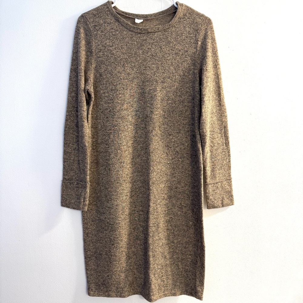 PinkBlush Heather Brown/Taupe with Suede Elbow Patch Sleeve Maternity Dress - L